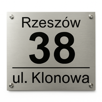 Tabliczka adresowa metalowa dibond srebrny 30x25 cm z dystansami mocującymi