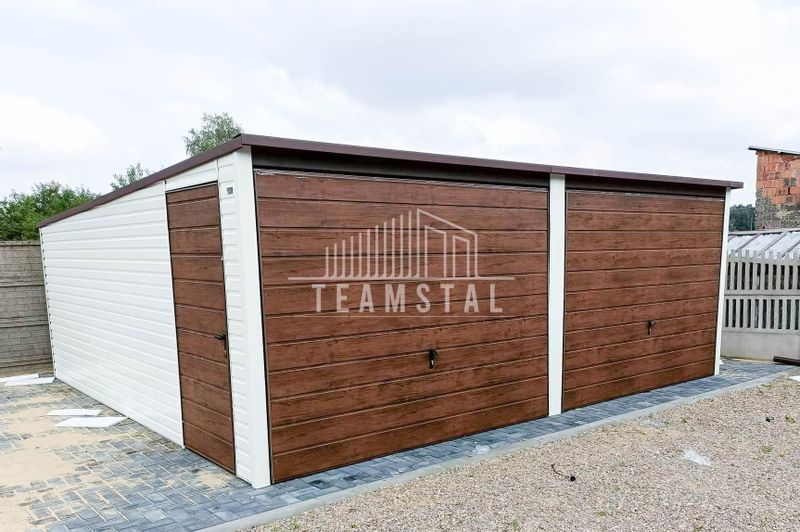 GARAŻ BLASZANY 6m x 6m poziom spad tył 2x Brama drzwi TS252 zdjęcie 5