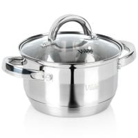 Garnek Stalowy Tradycyjny z Pokrywką do Gotowania Duszenia 16 cm 1,5L