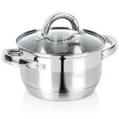 Garnek Stalowy Tradycyjny z Pokrywką do Gotowania Duszenia 16 cm 1,5L