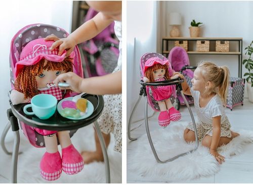 DUŻE KRZESEŁKO DO KARMIENIA lalek BUJAK HUŚTAWKA zestaw dla lalek 3w1 na Arena.pl