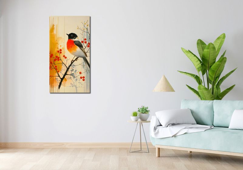 Obraz 50x100cm Jesienny Rudzik zdjęcie 2