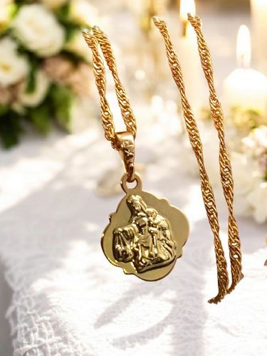 Łańcuszek komunijny medalik dwustronny SZKAPLERZ Matka Boska naszyjnik na Arena.pl