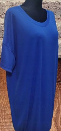 TUNIKA oversize BLUZKA PRĄŻKOWANA DAMSKA CHABROWA DUŻA 100% NATURAL na Arena.pl