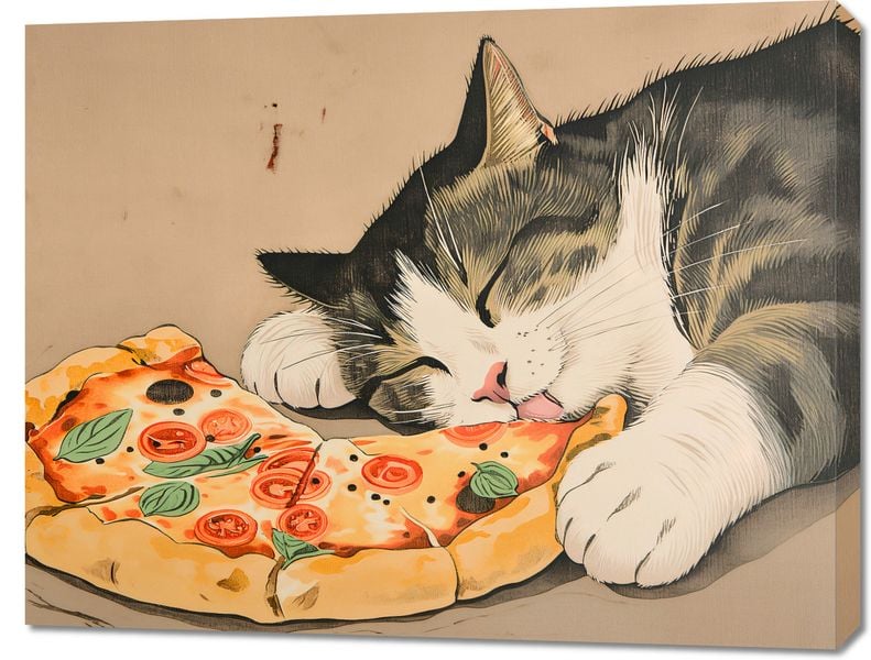 Obraz 90x70cm Pizza Dla Kota zdjęcie 1