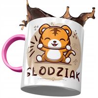 Kubek Różowy Z Tygryskiem Słodki Na Prezent Z Nadrukiem Ze Zdjęciem