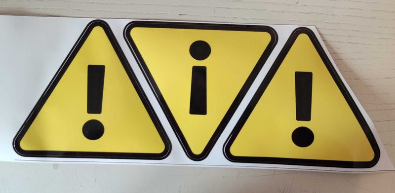 Znak Ryzyko Wykrzyknik Naklejany Znacznik Ostrzegawczy 12x12cm zdjęcie 2