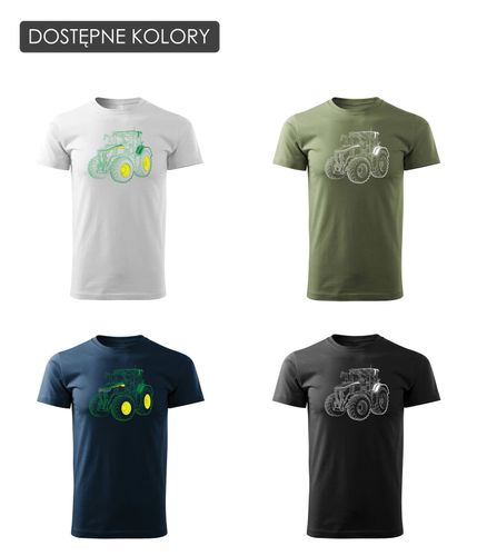 Koszulka z traktorem John Deere koszulka dla rolnika męska khaki REGULAR M na Arena.pl