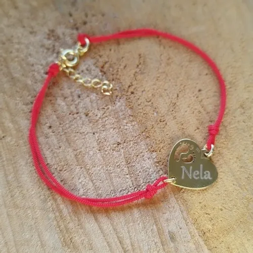 BRANSOLETKA SREBRO ZŁOCONE SERCE STÓPKI GRAWER na Arena.pl