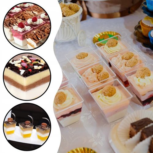 KUBEK PUCHARKI NA PRZEKĄSKI DESERY 200ML 50SZT POJEMNIK NA DESER KWADRATOWY na Arena.pl