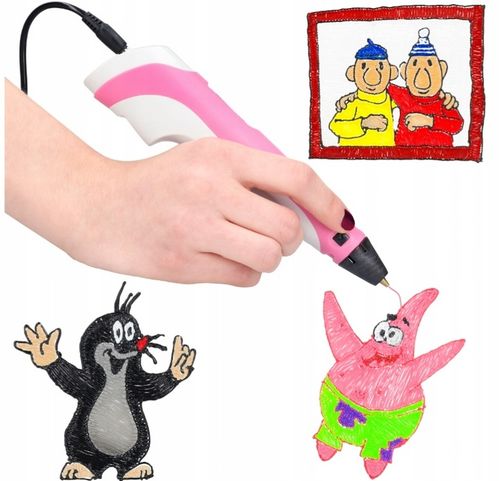 DŁUGOPIS 3D DRUKARKA 3D DLA DZIECI RÓŻOWY + WKŁAD 310m + MATA + SZABLONY na Arena.pl