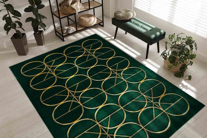 RUG/LU/ESTEMA/CIRCLES/BOTTLEGREEN+GOLD/160x220 zdjęcie 2