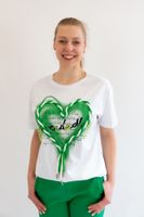 Biała Koszulka Damska z Aplikacją Zielone Serce S