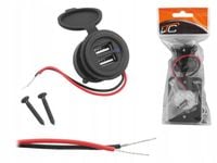Ładowarka samoch uniwersalna do montażu 2xUSB 4,8A