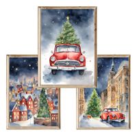 Zestaw trzech plakatów dla dzieci Christmas City