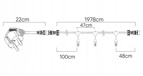 Girlanda Ogrodowa Świetlna 20m+41x Żarówka LED 1W Zewnętrzna Wodoszczelna na Arena.pl