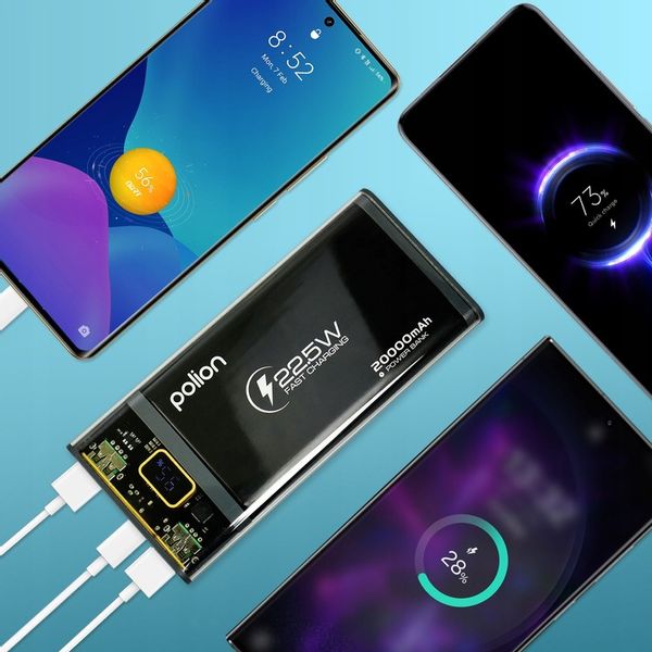 Powerbank POLION Szybkie Ładowanie 22.5W 20000mAh USB-C USB-A PD3.0 QC3.0 zdjęcie 4