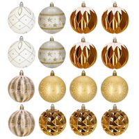 Bombki choinkowe 16 szt. ozdoby świąteczne zestaw 8cm biały, złoty