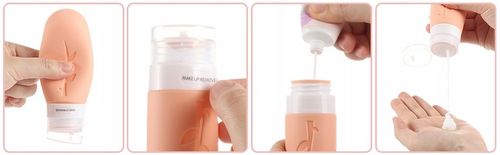 KOSMETYCZKA PODRÓŻNA POJEMNIKI DO SAMOLOTU BUTELKI ZESTAW 19 EL. Z SUWAKIEM na Arena.pl