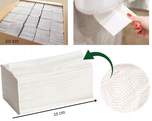 Ręcznik Papierowy ZZ BIO 100% BIAŁY GRUBY CELULOZA 2w 21cm x 23cm 3000szt na Arena.pl