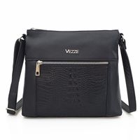VEZZE torebka damska skórzana listonoszka kroko z paskiem V022 czarna