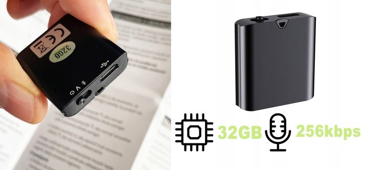 MINI DYKTAFON SZPIEGOWSKI SPY USB DETEKCJA 32GB zdjęcie 8