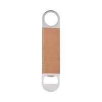 Otwieracz do butelek 4 x 17,7 cm ze stali i skóry do sublimacji - brązowy