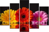 100CM 150CM OBRAZ 5 ELEM GERBERY ŚCIENNY