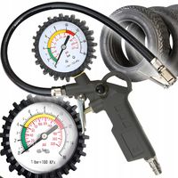 PISTOLET DO POMPOWANIA KÓŁ Z MANOMETREM 16 BAR 220 PSI 370MM 1/4" GUMOWY