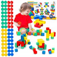 KLOCKI MAGNETYCZNE KOSTKI Sześciany Edukacyjne Konstrukcyjne Magnesy 64el