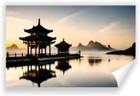 Fototapeta PREMIUM STRUKTURA ZMYWALANA krajobraz pejzaż budynki nad wodą