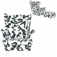 Fotel uszak ARI PRINT z podnóżkiem, skandynawski mozaika