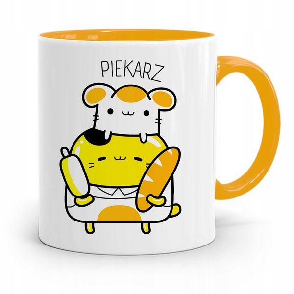 Kubek Żółty Dla Piekarza Piekarz Prezent Z Nadrukiem Ze Zdjęciem zdjęcie 1