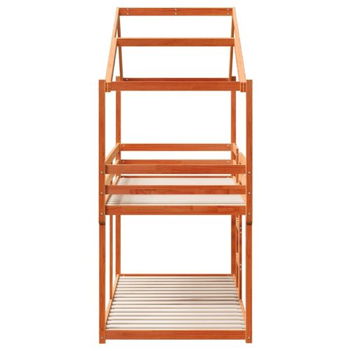 Łóżko z piętrem i daszkiem, woskowy brąz, 80x200 cm na Arena.pl