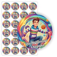 NAKLEJKI etykiety etykietki DZIEŃ CHŁOPAKA prezent upominek 24szt. 5cm