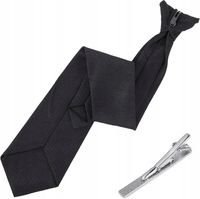 CZARNY KRAWAT 50cm + SPINKA KLIPS DO KRAWATU ELEGANCKI ZESTAW DLA MĘŻCZYZN