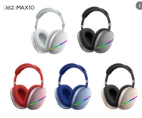 M1 AKZ MAX 10/ Bezprzewodowy zestaw słuchawkowy słuchawki bezprzewodowe Bluetooth RGB na głowę z mikrofonem