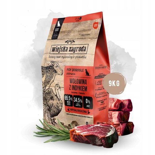 Wiejska Zagroda Karma sucha dla psa WOŁOWINA INDYK WARZYWA Duże rasy L 9kg na Arena.pl