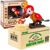 Skarbonka Papuga Zjada Monety Nauka Oszczędzania Interaktywna Czerwona