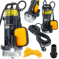 POMPA DO WODY CZYSTEJ BRUDNEJ Z PŁYWAKIEM ZATAPIALNA MOCNA 750W 6000 l/h 1"