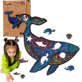 Puzzle Drewniane Eco Potężny Wieloryb A4 Puza4-01737