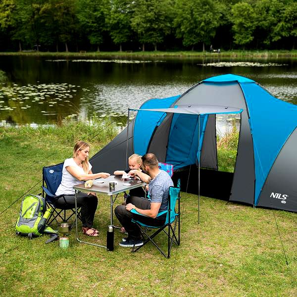 Turystyczny Namiot Kempingowy Duży Z 2 Wejściami 2 Sypialnie 6 osób SOLIDNY zdjęcie 4