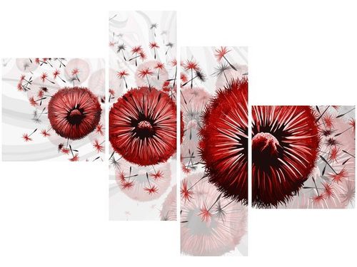 100 70CM OBRAZ 4 ELEM CZERWONE DMUCHAWCE 6 DRUK PŁÓTNO RAMA na Arena.pl
