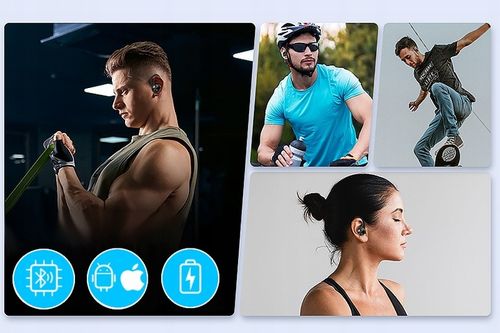 SŁUCHAWKI Bezprzewodowe POWERBOX + Sznurek na SZYJĘ na SIŁOWNIĘ ĆWICZENIA na Arena.pl