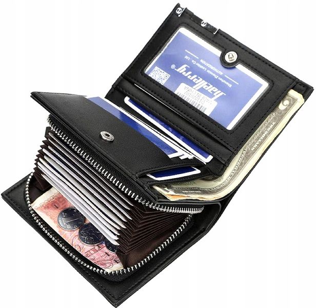 Męski Portfel Skórzany Czarny Skóra Elegancki Etui zdjęcie 8