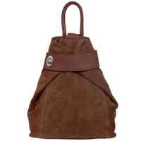 VERA PELLE plecak damski zamszowy elegancki trójkątny V697 brązowy