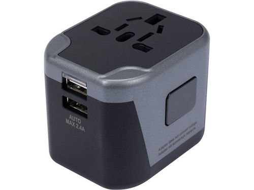UNIWERSALNY ADAPTER PODRÓŻNY DO PONAD 150 KRAJÓW Z ŁADOWARKĄ 2X USB 5V/2,4A na Arena.pl
