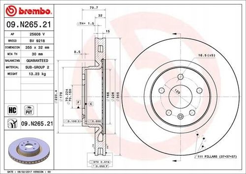 TARCZA HAM PRZOD 355X32 V BREMBO na Arena.pl