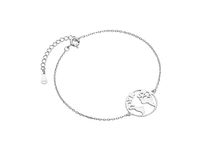 Elegancka rodowana srebrna bransoleta celebrytka mapa świata srebro 925 Z1726B