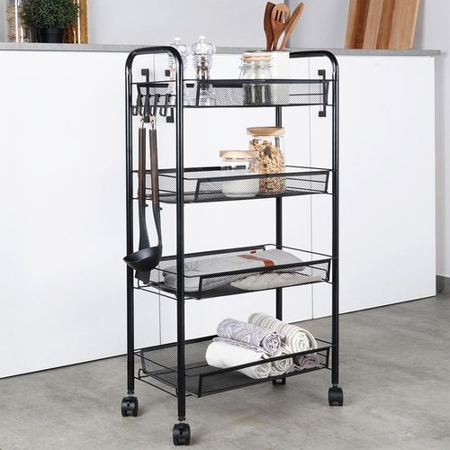 Wózek na Kółkach Mobilny Regał Kuchenny Łazienkowy 4 Poziomowy Szafka Półka na Arena.pl